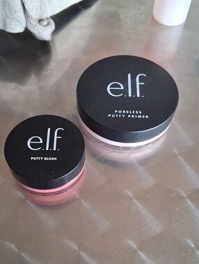 Elf Tahiti Soft Coral Pink Putty Blush & Poreless Putty Primer 85912 Sheer